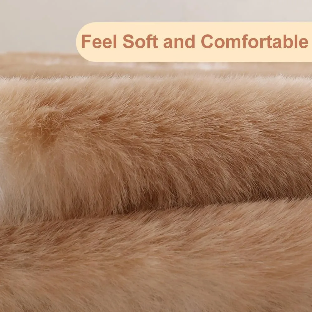 Faux Sheepskin Fur Car Seat Cover Full Set, Thin Fluffy Cute Brown Car Seat Covers for Fuzzy Soft Auto Universal Plush Vehicle Seat Protector Pad Accessories 3 Pcs Brown