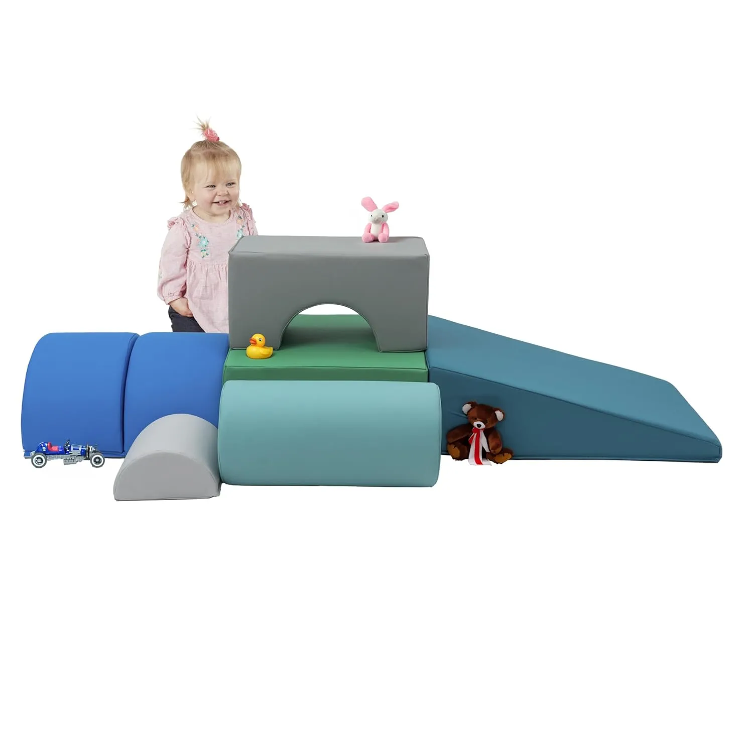 FDP SoftScape Playtime and Climb Multipurpose Playset for Infants, Toddlers 10m-2yrs; For Crawlers and Little Builders, Learn Gross Motor Skills at Home or Daycare (6-Piece)- Contemporary, 12364-CT