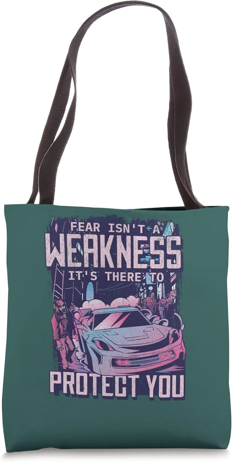 Fear isn't Weakness Cool Retro Cyberpunk Zombie Vintage Car Tote Bag