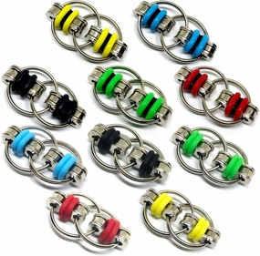 Fidget Toy Chain - Stress Relief Perfect for ADHD, ADD, Anxiety Adult Stocking Stuffers Gifts (10 Style Pack)