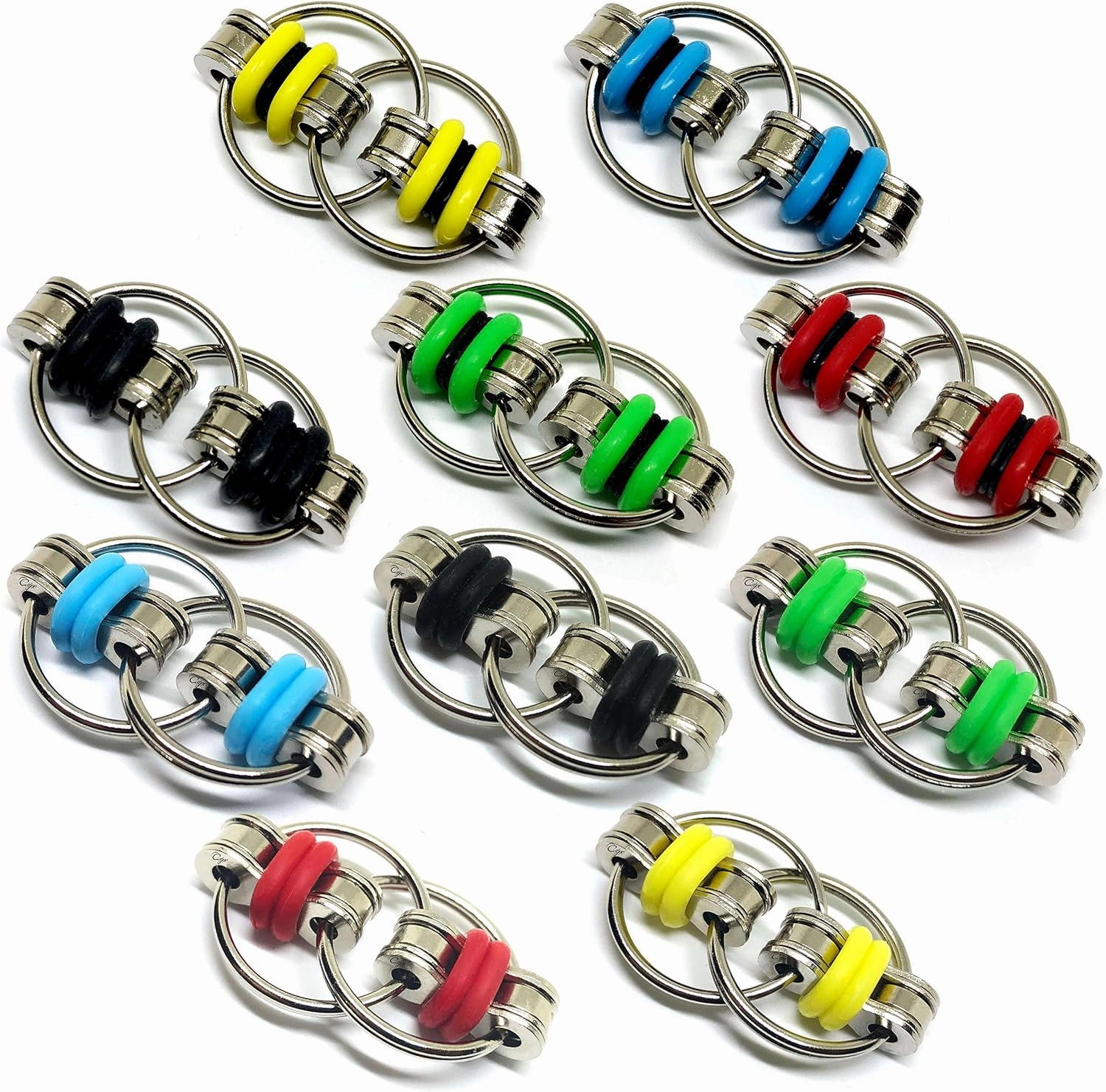 Fidget Toy Chain - Stress Relief Perfect for ADHD, ADD, Anxiety Adult Stocking Stuffers Gifts (10 Style Pack)