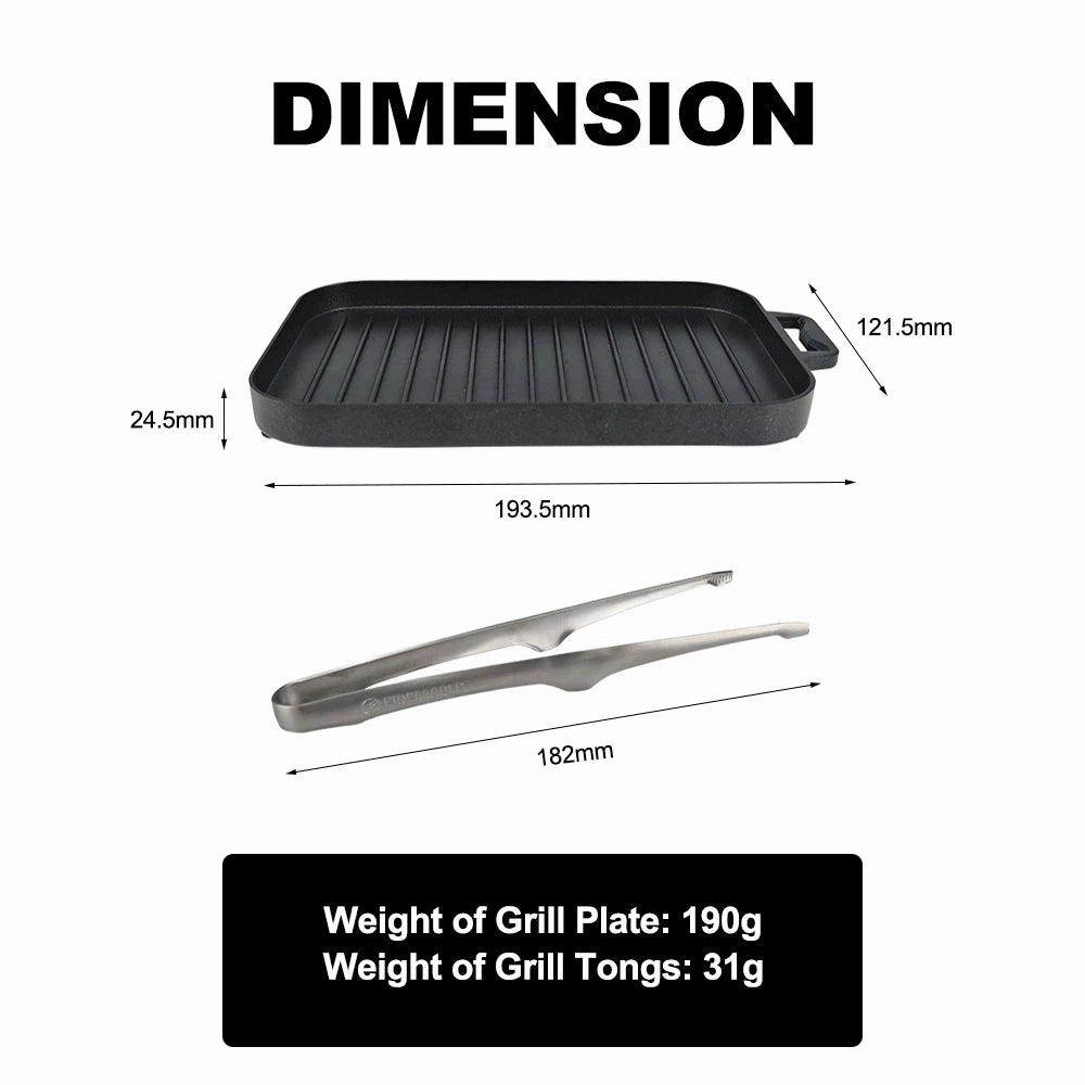 FIRE-MAPLE Mini Grill Plate Set – Non-Stick, Heat-Resistant BBQ Pan for Outdoor Cooking
