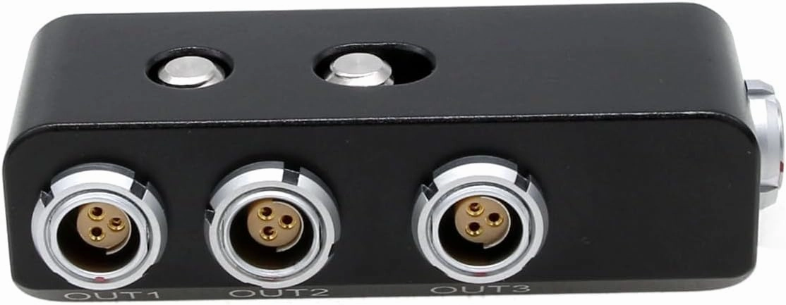 Fischer 3 Pin 24V Power Run Stop Boot Control Box for Sony Venice ARRI Alexa DSMC2 Camera Motor Monitor, RS Female, 1 to 3 Triple Splitter