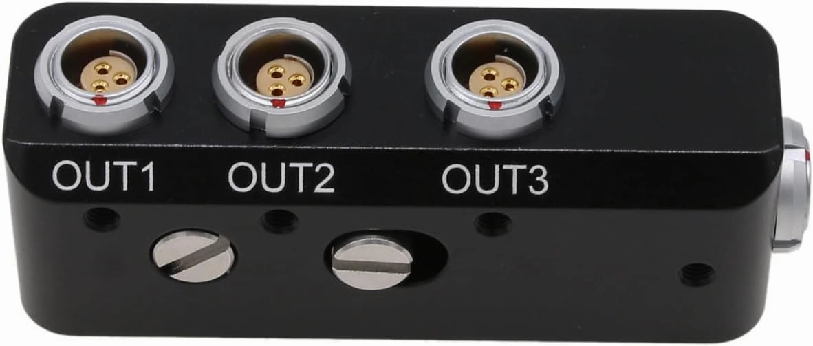 Fischer 3 Pin 24V Power Run Stop Boot Control Box for Sony Venice ARRI Alexa DSMC2 Camera Motor Monitor, RS Female, 1 to 3 Triple Splitter