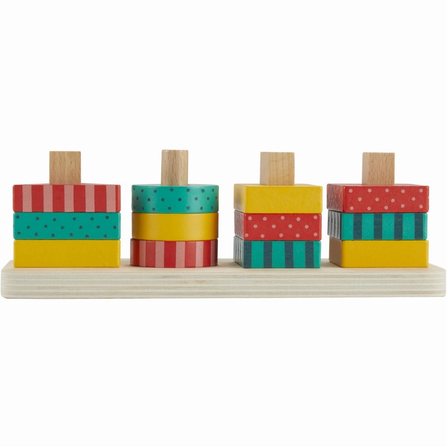 FISHER PRICE WOODEN SHAPE STACKER