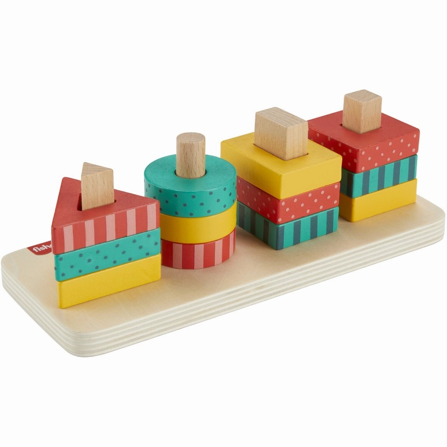 FISHER PRICE WOODEN SHAPE STACKER