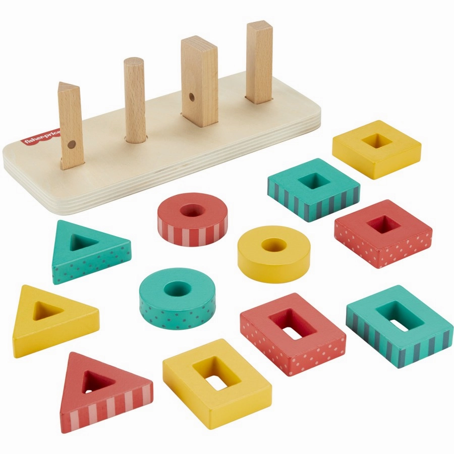 FISHER PRICE WOODEN SHAPE STACKER