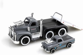 Flatbed Tow Truck Toy Rollback 1:64 Scale Diecast Model Car, Muscle Trailer Series 2 in 1 Vehicle Playset Gift for Kids 3 Year Old Up, Adults and Collectors (Black)