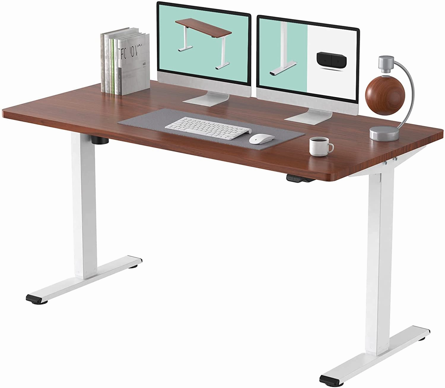 FLEXISPOT All-in-One Electric Standing Desk with Drawer Height Adjustable 48 x 24 Inches White Desktop & Frame Quick Install Comhar Home Office Table w/USB Charge Ports, Storage Desk Organizer