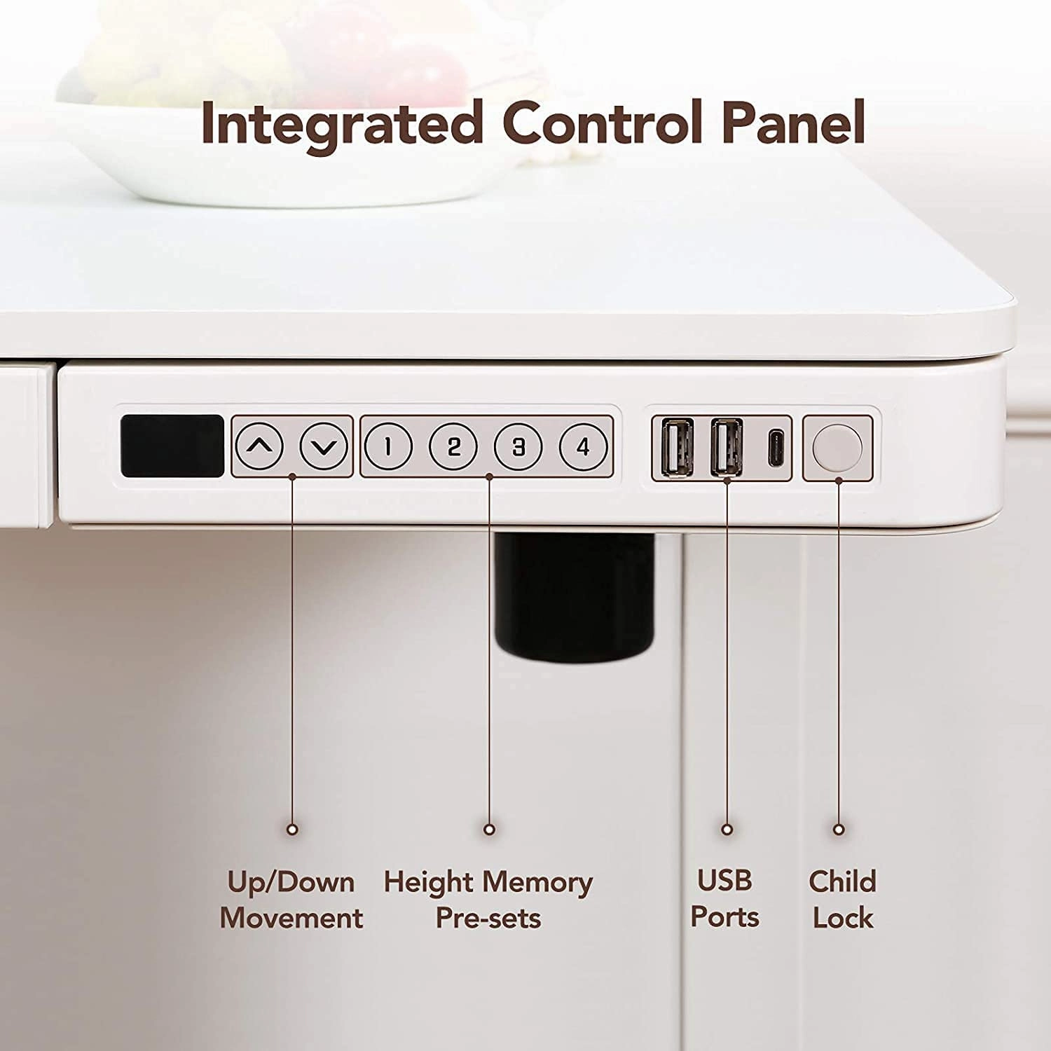 FLEXISPOT All-in-One Electric Standing Desk with Drawer Height Adjustable 48 x 24 Inches White Desktop & Frame Quick Install Comhar Home Office Table w/USB Charge Ports, Storage Desk Organizer