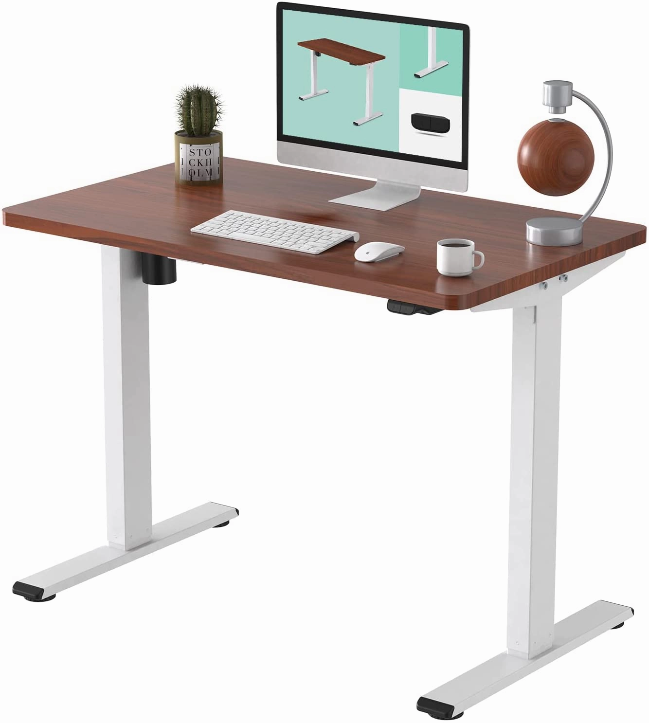 FLEXISPOT All-in-One Electric Standing Desk with Drawer Height Adjustable 48 x 24 Inches White Desktop & Frame Quick Install Comhar Home Office Table w/USB Charge Ports, Storage Desk Organizer