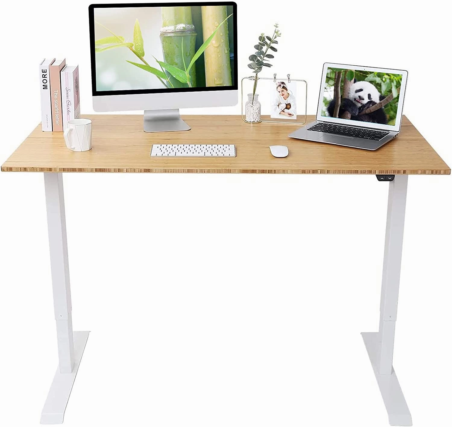 FLEXISPOT All-in-One Electric Standing Desk with Drawer Height Adjustable 48 x 24 Inches White Desktop & Frame Quick Install Comhar Home Office Table w/USB Charge Ports, Storage Desk Organizer