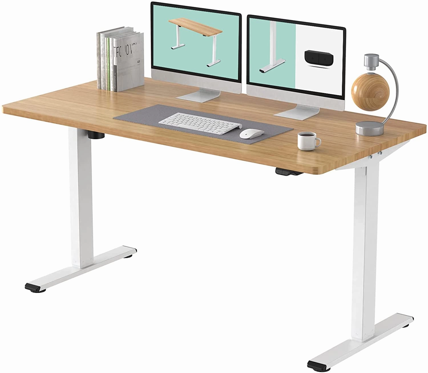 FLEXISPOT All-in-One Electric Standing Desk with Drawer Height Adjustable 48 x 24 Inches White Desktop & Frame Quick Install Comhar Home Office Table w/USB Charge Ports, Storage Desk Organizer