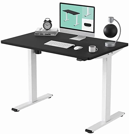 FLEXISPOT All-in-One Electric Standing Desk with Drawer Height Adjustable 48 x 24 Inches White Desktop & Frame Quick Install Comhar Home Office Table w/USB Charge Ports, Storage Desk Organizer