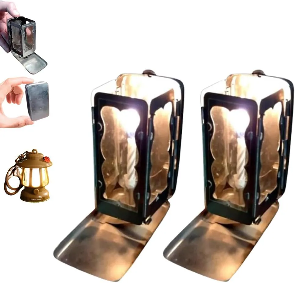 Folding Pocket Candle Lantern - 2025 Upgraded Stainless Steel Portable Candle Lamp, Water-Resistant & Collapsible for Camping, Hiking, Emergency Use(2pic) (2)