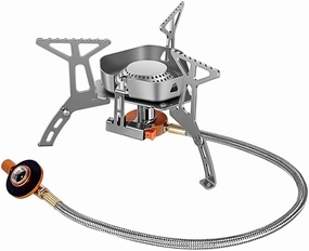 Folding Mini Camping Stove Outdoor Gas Camping Stove Windproof with Piezo Ignition,Backpack Fishing Bbq Hiking Wild Camping Stove,Portable Light Picnic Mobile Gas Stove Antirust Cooking Burner