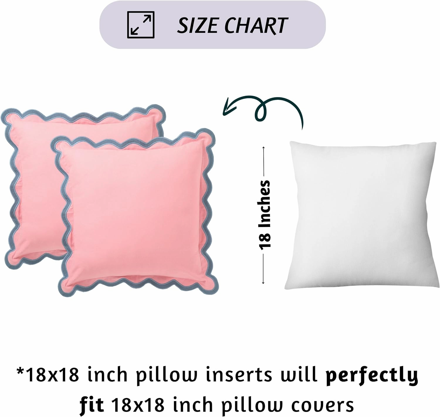 Folkulture Throw Pillows or Couch Pillows for Living Room | Pillow Covers Set of 2 (18x18) Boho Accent Pillows | Decorative Pillows or Scalloped Pillow Cover | Pink Throw Pillows for Home