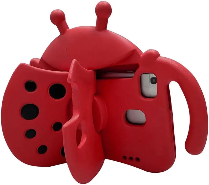 for Alcatel Joy Tab 2 Case for Kids, Children Friendly Shockproof Protective Stand Handle Cover for Joy Tab 2 Case Alcatel 2020 8" Tablet (Model: 9032Z) for Boys Girls, Cute Ladybug - Red