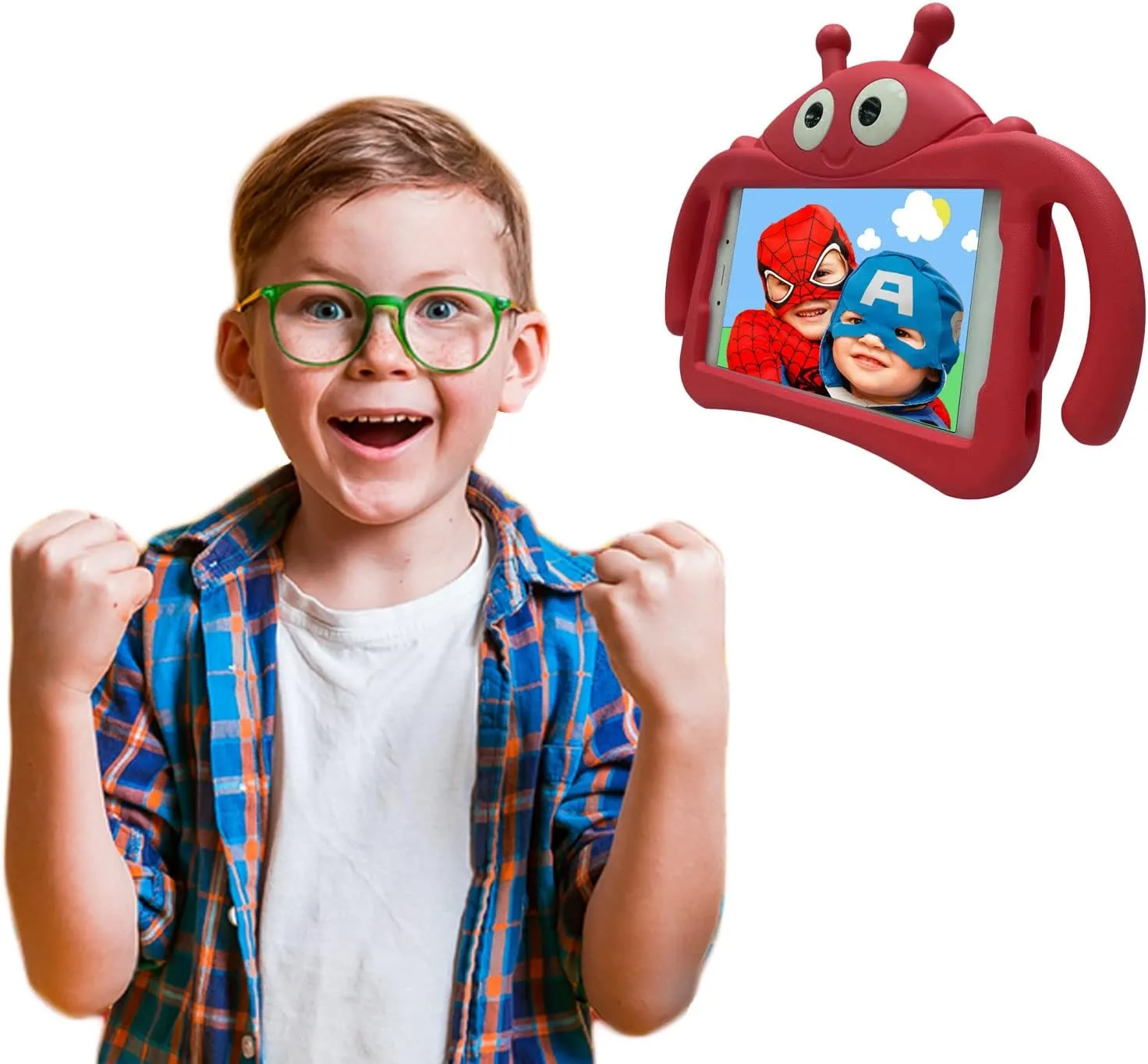 for Alcatel Joy Tab 2 Case for Kids, Children Friendly Shockproof Protective Stand Handle Cover for Joy Tab 2 Case Alcatel 2020 8" Tablet (Model: 9032Z) for Boys Girls, Cute Ladybug - Red