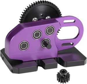 for SCX10 for Capra for LCG for Chassis DIY 1/10 Aluminum 2Low Transmission 30% Overdrive Gearbox with Delrin Skid Spur Gear RC Crawler Rigs RC Car DIY Parts(Purple)