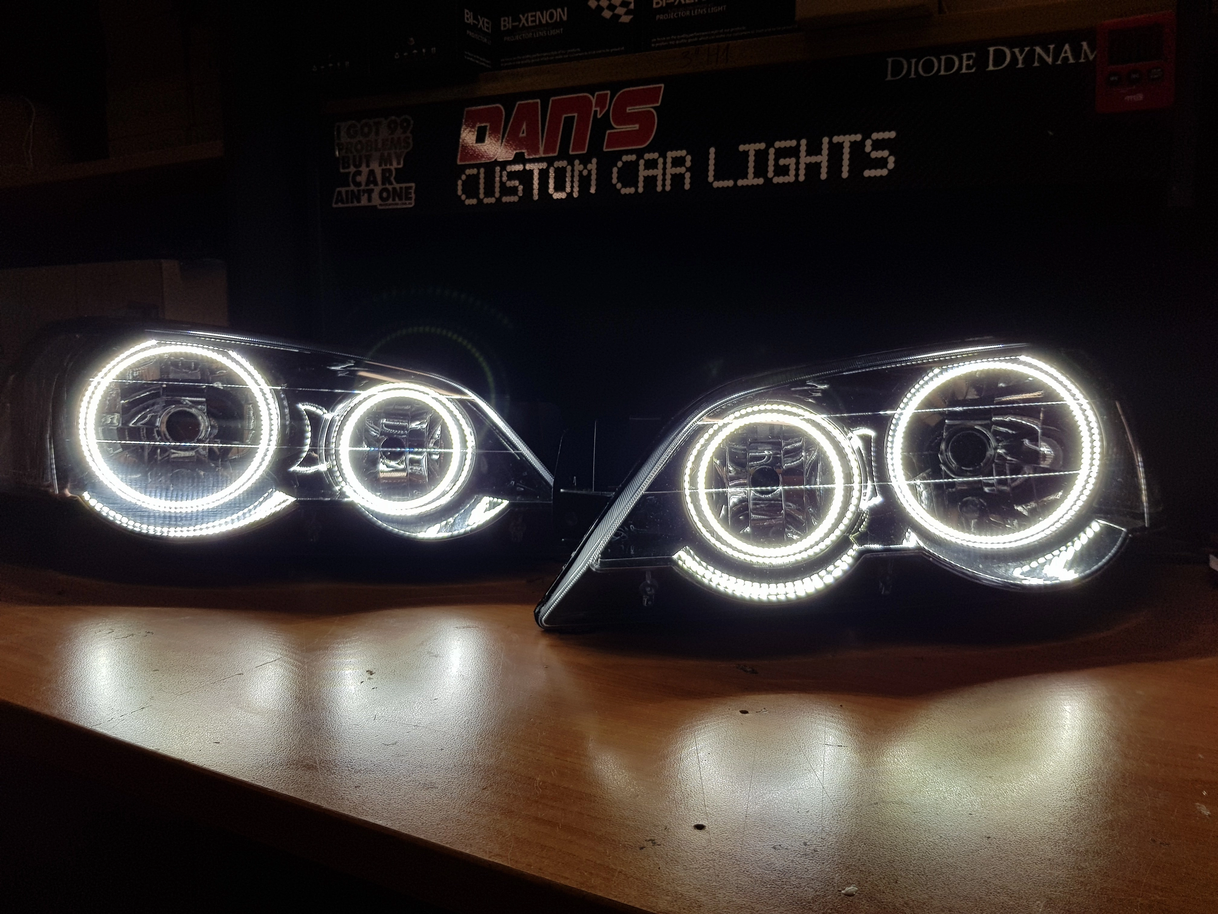 Ford Falcon BA/BF XR6/XR8 Headlights with White Halo Rings and DRL(optional)