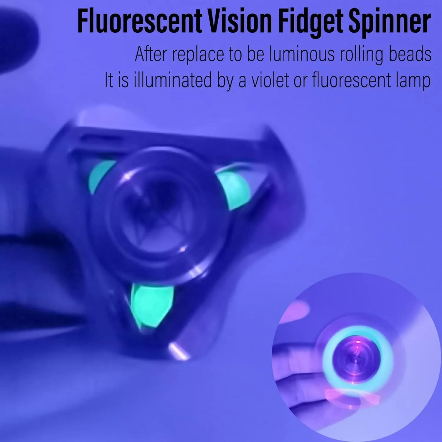 FREELOVE Upgraded Fox Metal Fidget Spinner for Adults, Steel/Glow Balls Clicking Noise, Mini Small Tiny Pocket Tri Finger Gyro, Long Spinning Premium Bearing Toy, Stainless Steel CNC, Stone Silver