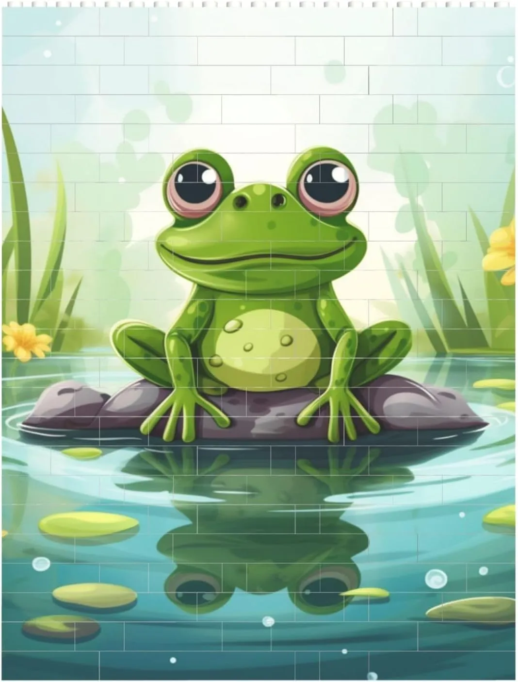 Frog in A Pond Building Block Puzzle Personalized Building Bricks for Adults Block Puzzle Building DIY Brick Block Puzzles Valentine's Day Gifts for Home Decor Brick Puzzle