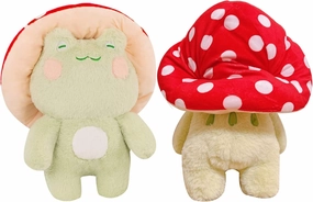 Frog Plush 10" Cute Frog Mushroom Hat Stuffed Animals Kawaii Plush Toys Throw Pillow Home Room Decor Aesthetic Gift