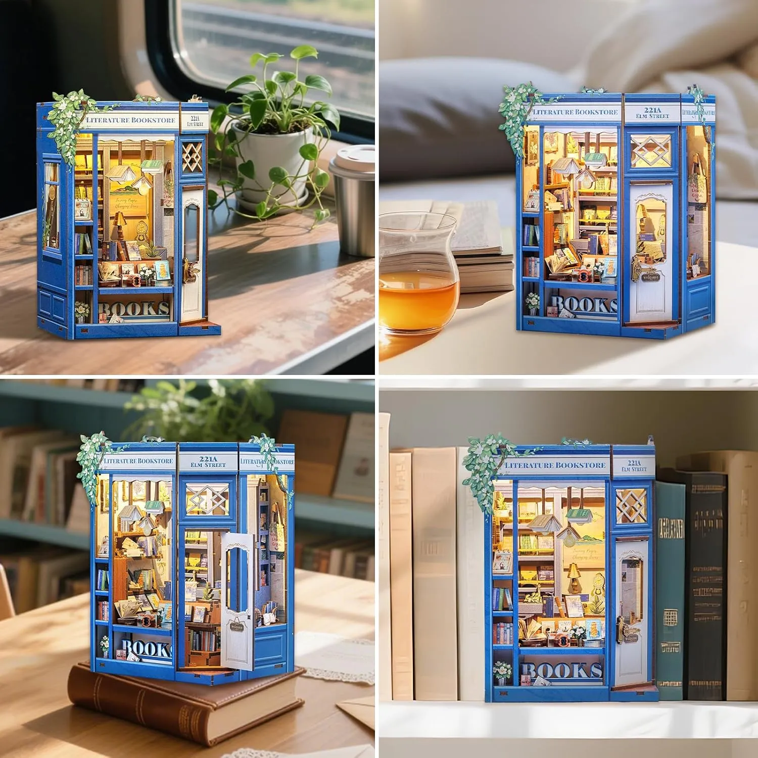 Fsolis Book Nook Kit - DIY Miniature Dollhouse Kit 3D Puzzles for Adults and Beginners Tiny House Mini Craft Bookshelf Nook Decor Gifts for Women Teenagers Book Lovers (Literature Bookstore)