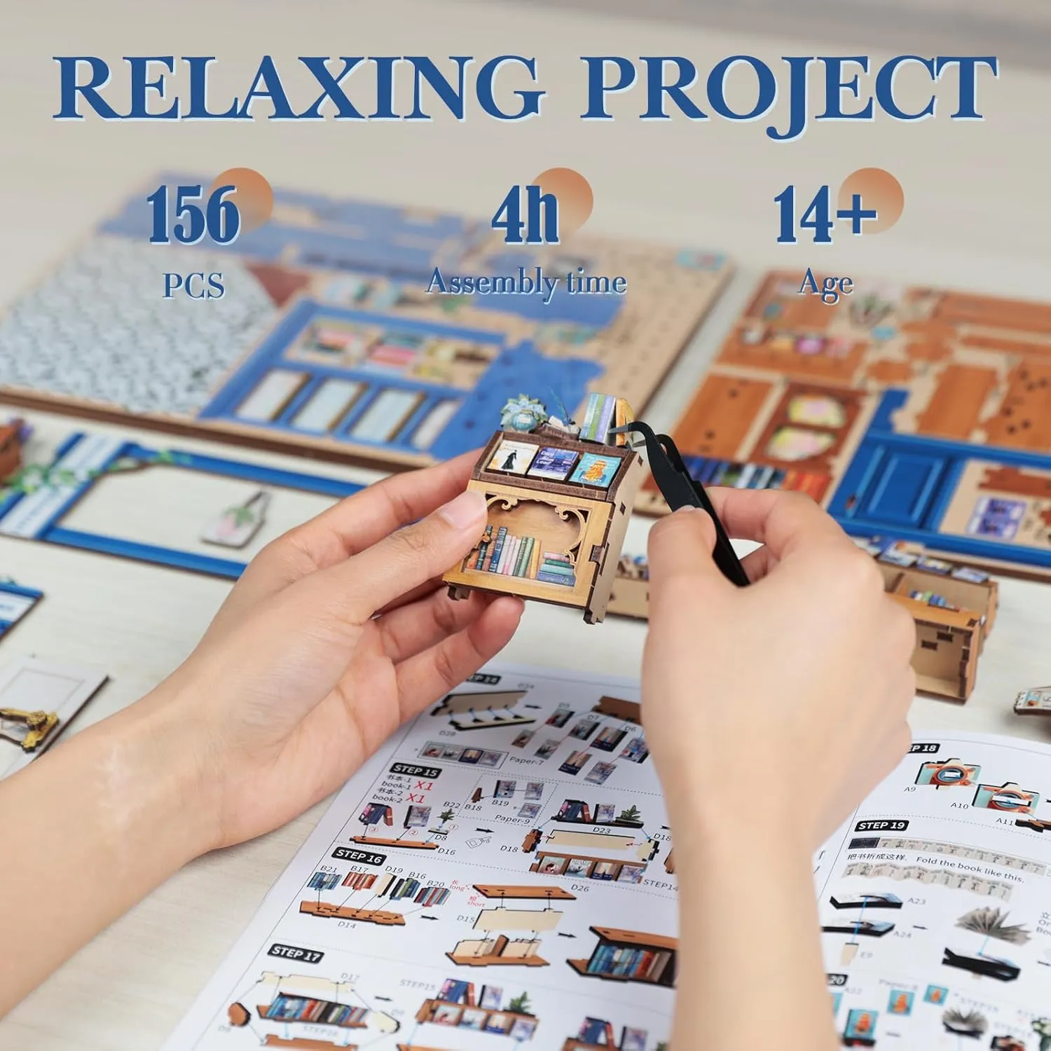 Fsolis Book Nook Kit - DIY Miniature Dollhouse Kit 3D Puzzles for Adults and Beginners Tiny House Mini Craft Bookshelf Nook Decor Gifts for Women Teenagers Book Lovers (Literature Bookstore)
