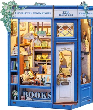 Fsolis Book Nook Kit - DIY Miniature Dollhouse Kit 3D Puzzles for Adults and Beginners Tiny House Mini Craft Bookshelf Nook Decor Gifts for Women Teenagers Book Lovers (Literature Bookstore)