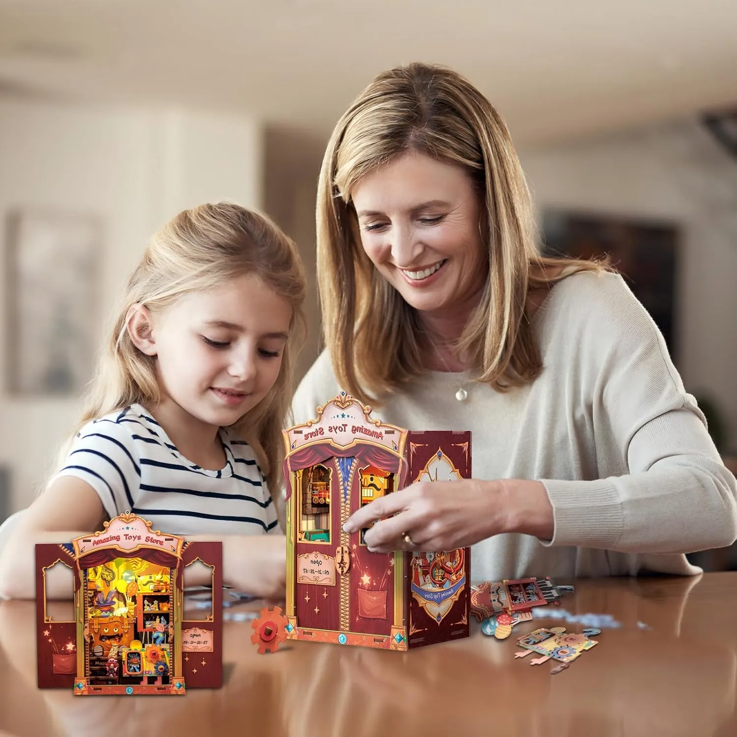 Fsolis Book Nook Kits, DIY Miniature House Kit 3D Puzzles for Adults Bookshelf Nook Kit Tiny House Mini Craft Gifts for Women Teenagers and Craft Lovers (Amazing Toys Store)
