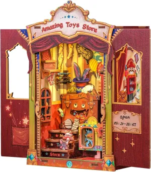 Fsolis Book Nook Kits, DIY Miniature House Kit 3D Puzzles for Adults Bookshelf Nook Kit Tiny House Mini Craft Gifts for Women Teenagers and Craft Lovers (Amazing Toys Store)