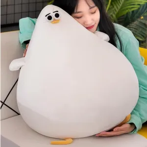 Funny Plush Seagull Pillow, Simulation Cute Fat Chicken Doll Toys, Soft Stuffed CushionsChicken Plush Pillow Floor Mat Kawaii Festival Gifts (15.7inches)