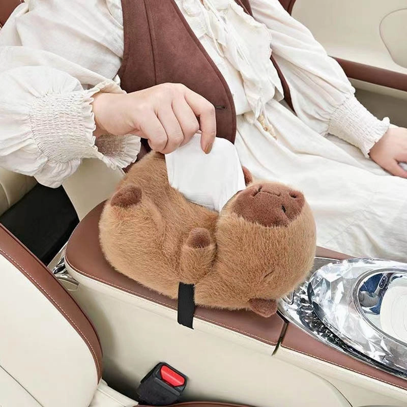 Funny Capybara Car Tissue Holder Plush Toy