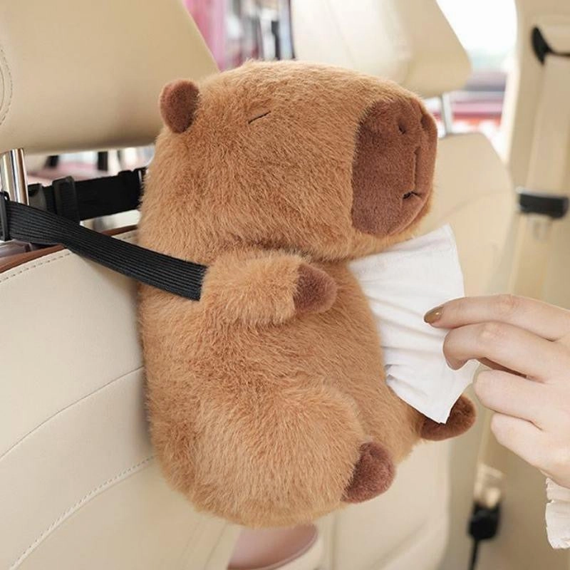 Funny Capybara Car Tissue Holder Plush Toy