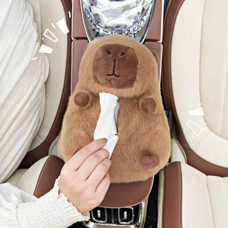 Funny Capybara Car Tissue Holder Plush Toy