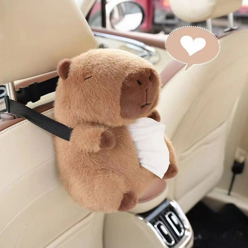 Funny Capybara Car Tissue Holder Plush Toy