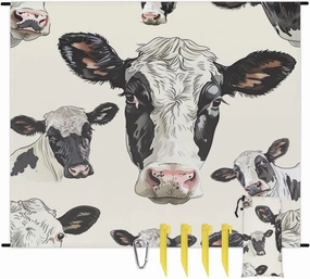 Funny Cow Beach Blanket, Sandproof Beach Mat, Adults Waterproof Quick Drying Sand Free Mat with 4 x Ground Spikes for Outdoor Travel Camping Hiking, Cow
