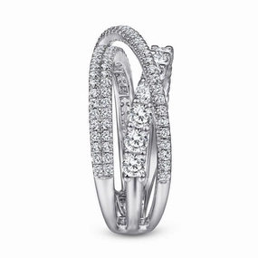 Gabriel & Co. - LR51499W45JJ - 14K White Gold Criss Crossing Layered Diamond Ring