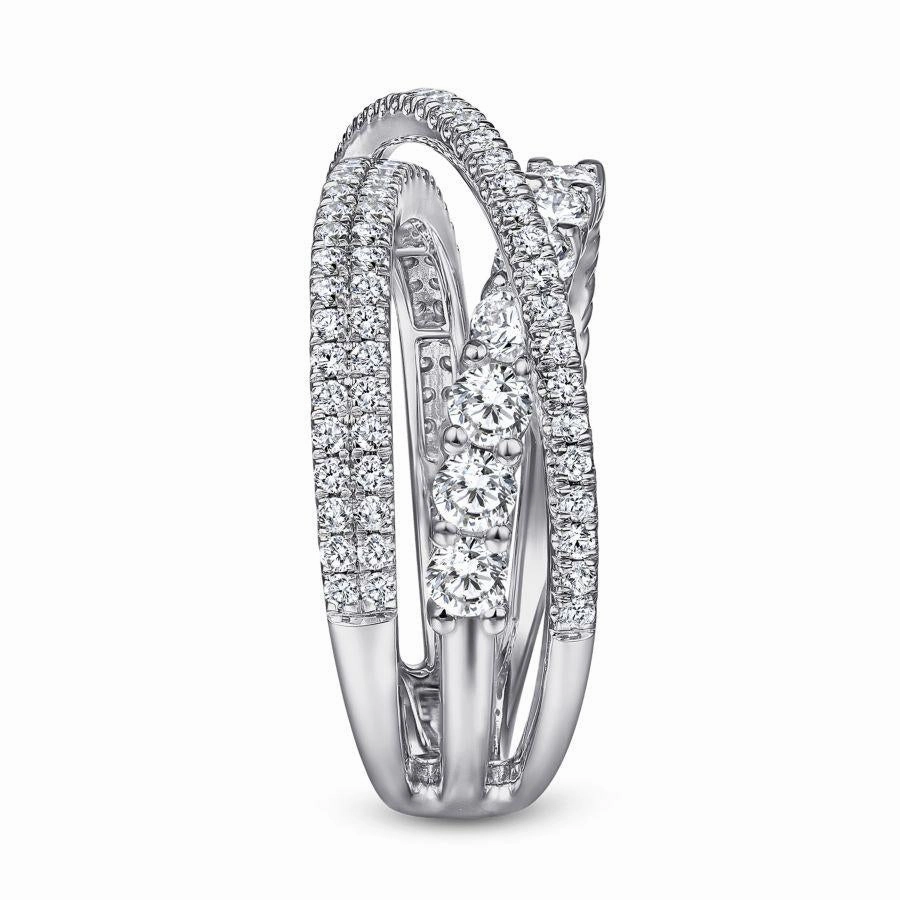 Gabriel & Co. - LR51499W45JJ - 14K White Gold Criss Crossing Layered Diamond Ring