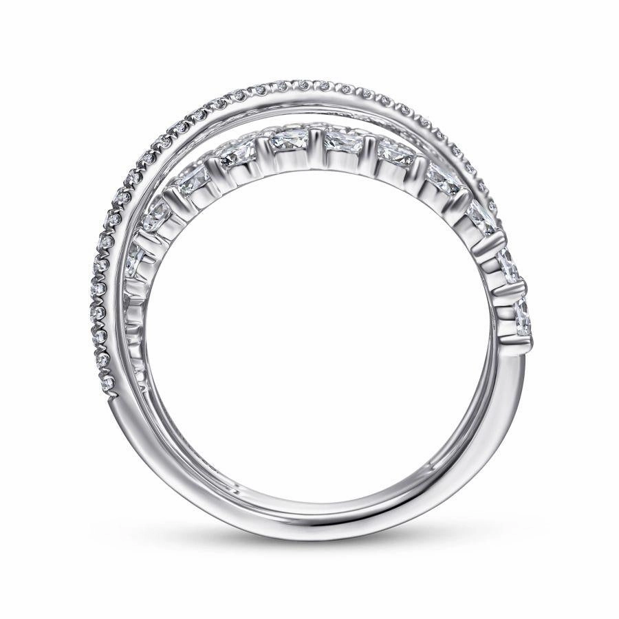 Gabriel & Co. - LR51499W45JJ - 14K White Gold Criss Crossing Layered Diamond Ring