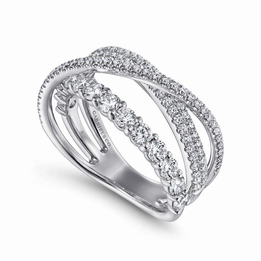 Gabriel & Co. - LR51499W45JJ - 14K White Gold Criss Crossing Layered Diamond Ring