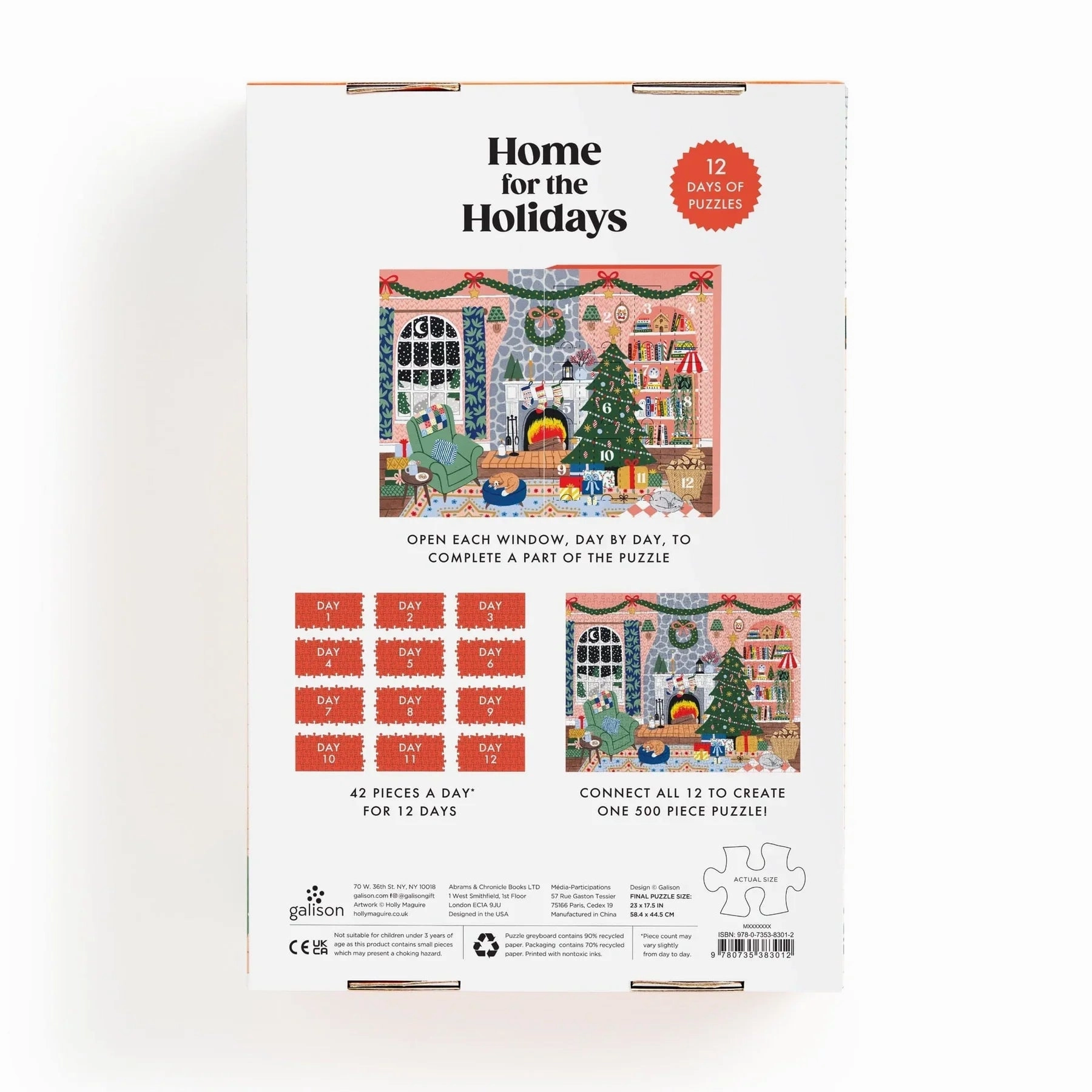 Galison | Home for the Holidays 12 Days of Christmas Advent Puzzles