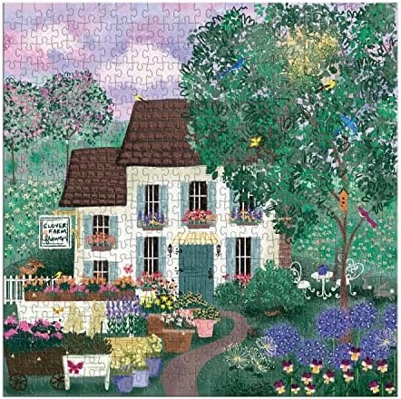 Galison Garden Path – 500 Piece Puzzle Fun and Challenging Activity with Bright and Bold Artwork of Country Cottage and Plant Path for Adults and Families