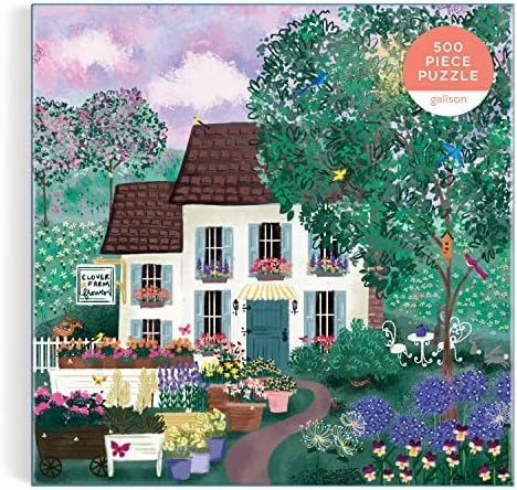 Galison Garden Path – 500 Piece Puzzle Fun and Challenging Activity with Bright and Bold Artwork of Country Cottage and Plant Path for Adults and Families
