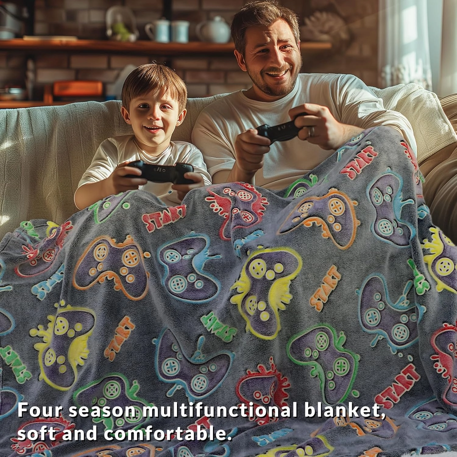 Gamer Gifts Toys for Teen Boys Girls - Glow in The Dark Blanket 2 4 6 8 10 12 13 Year Old Boy Gifts Gaming Controller for Kids Son Boyfriend Men Birthday Christmas 50"x60"