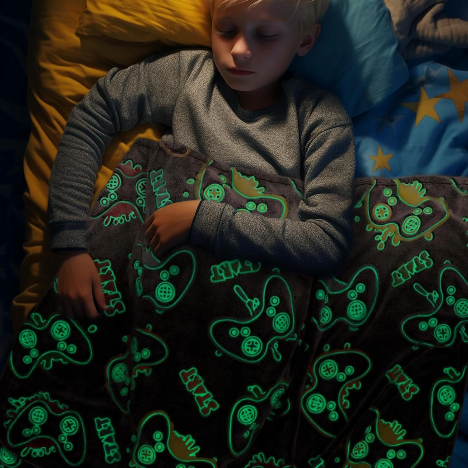 Gamer Gifts Toys for Teen Boys Girls - Glow in The Dark Blanket 2 4 6 8 10 12 13 Year Old Boy Gifts Gaming Controller for Kids Son Boyfriend Men Birthday Christmas 50"x60"