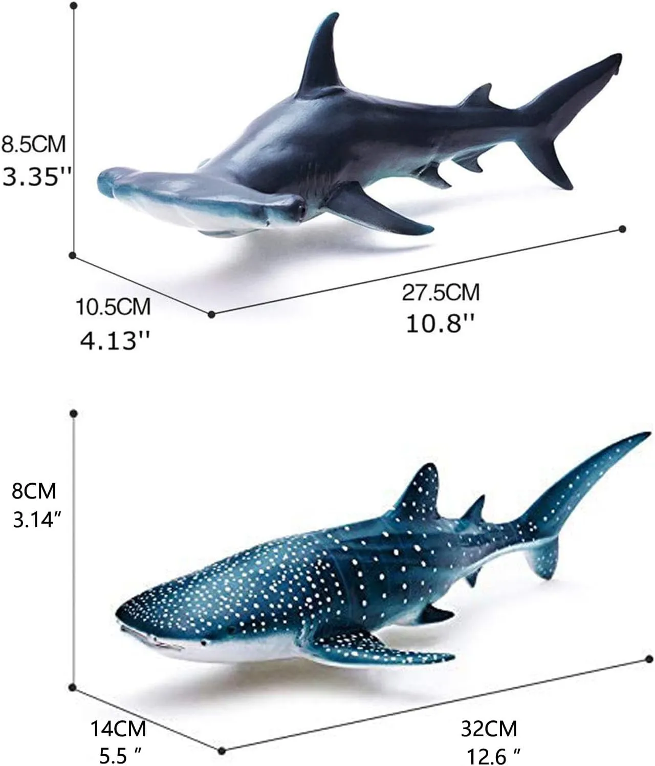 Gemini&Genius Whale Shark Hammerhead Shark Toys for Kids, Sea Animal Action Figures Ocean Model Toy Set for Kids Play or Display, Gift, Educational, Role Play, Swim, Bath and Collection for Kids