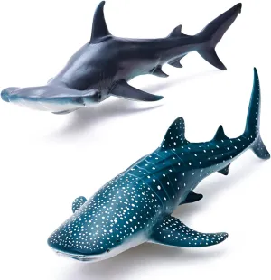 Gemini&Genius Whale Shark Hammerhead Shark Toys for Kids, Sea Animal Action Figures Ocean Model Toy Set for Kids Play or Display, Gift, Educational, Role Play, Swim, Bath and Collection for Kids